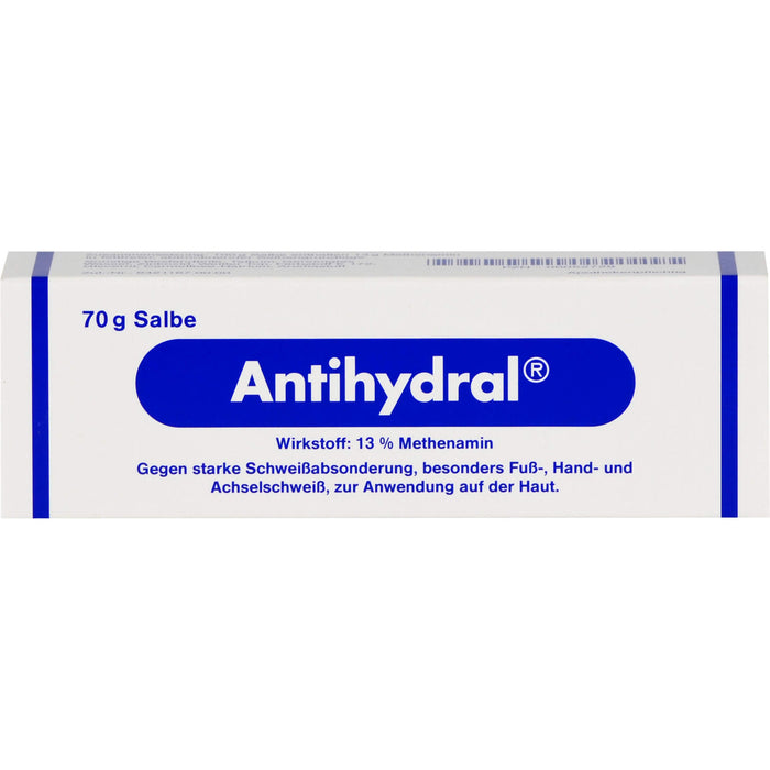 Antihydral 130 mg/g Methenamin Salbe gegen starken Schweißabsonderung, besonders Fuß-, Hand- und Achselschweiß, 70 g Ointment