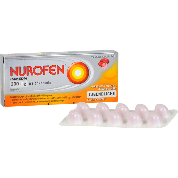 Nurofen Immedia Weichkapseln bei Regelschmerzen ab 6 Jahren 200mg, 10 pcs. Capsules