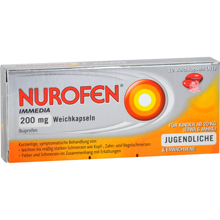 Nurofen Immedia Weichkapseln bei Regelschmerzen ab 6 Jahren 200mg, 10 pcs. Capsules