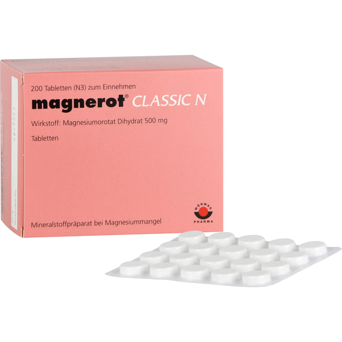 magnerot Classic N Tabletten bei Magnesiummangel, 200 pcs. Tablets