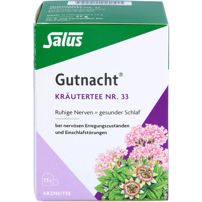 Salus Gutnacht-Kräutertee Nr. 33 ruhige Nerven = gesunder Schlaf, 15 St. Filterbeutel