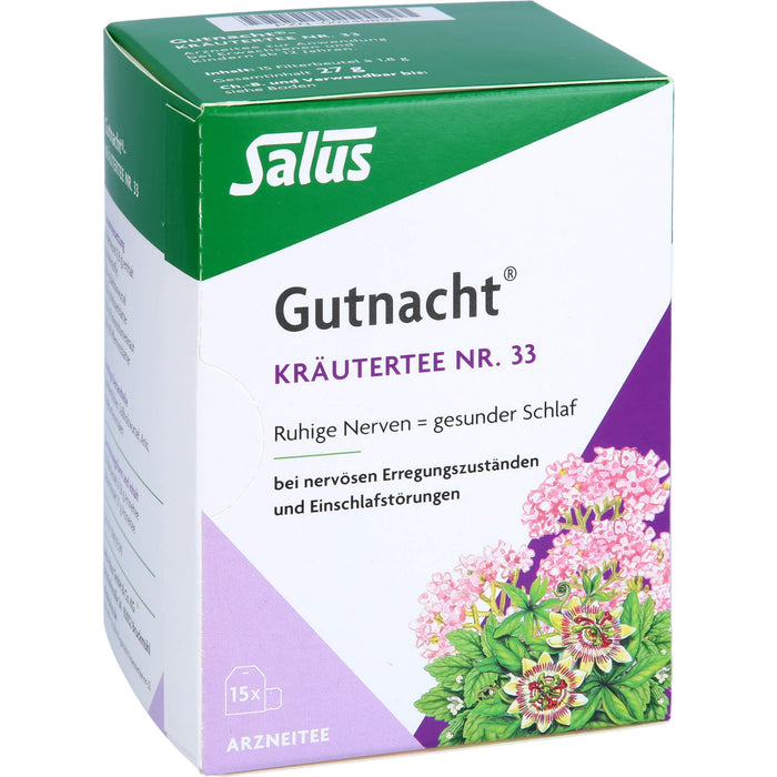 Salus Gutnacht-Kräutertee Nr. 33 ruhige Nerven = gesunder Schlaf, 15 St. Filterbeutel