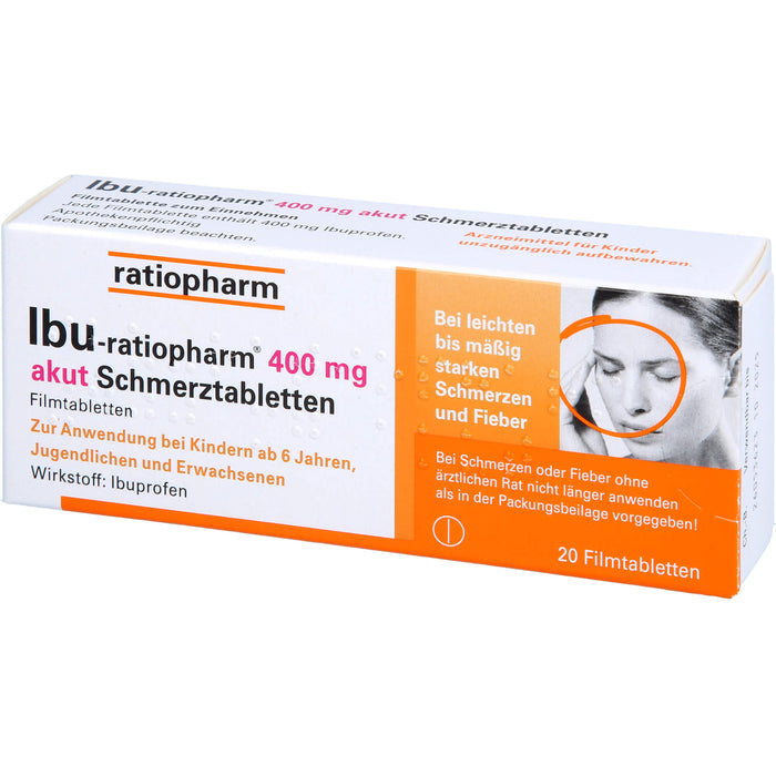 IBU-ratiopharm akut 400 mg Schmerztabletten, 20 St. Tabletten