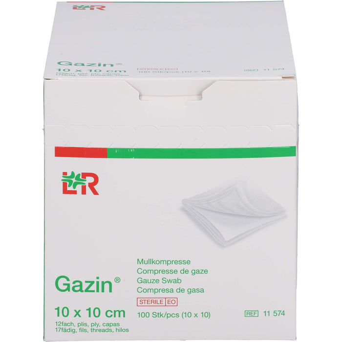 Gazin Mullkompresse 10x10cm 12fach steril, 10X10 St KOM