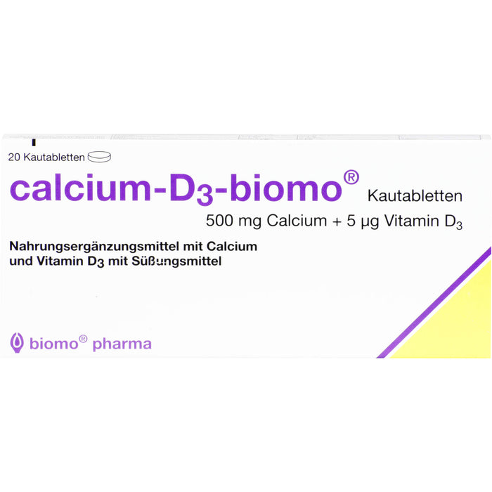 Calcium-D3-biomo Kautabletten 500+D, 20 St KTA