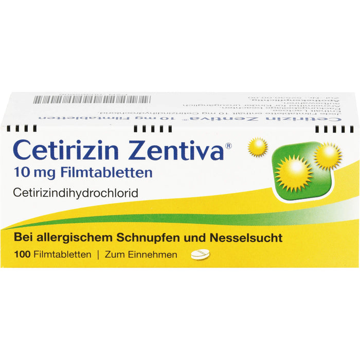 Cetirizin Zentiva 10 mg Filmtabletten bei Allergien, 100 pc Tablettes