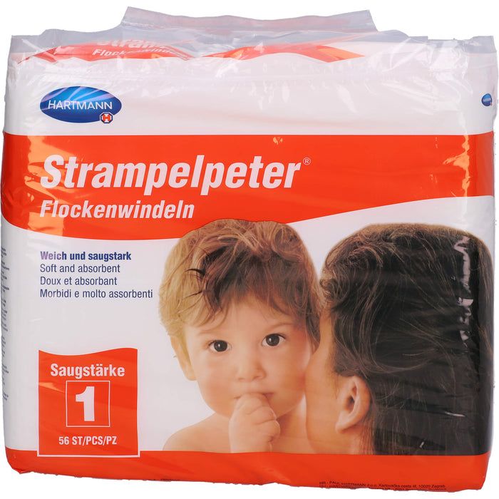 HARTMANN Strampelpeter Flockenwindeln 35 x 11 cm Saugstärke 1, 56 pcs. Nappies