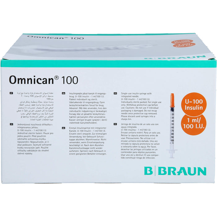 Omnican 100 1ml Insulinspritzen, 100 I.E. Nennvolumen, U-100 Insulin; 0,30x8mm, 100X1 St SRI