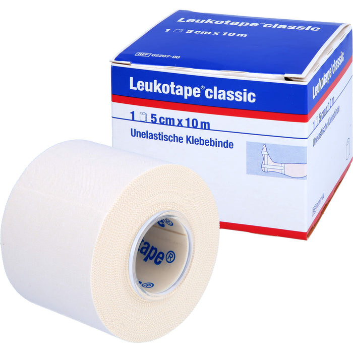 Leukotape classic 5 cm x 10 m weiß unelastische Klebebinde, 1 St. Binde