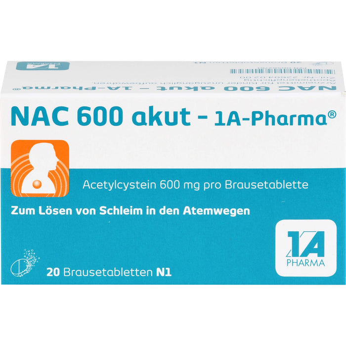 NAC 600 akut - 1A-Pharma Brausetabletten zum Lösen von Schleim, 20 pcs. Tablets