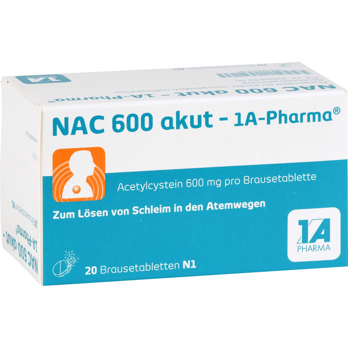 NAC 600 akut - 1A-Pharma Brausetabletten zum Lösen von Schleim, 20 pcs. Tablets