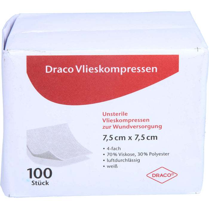 DRACO Vliesstoffkompressen 7,5 x 7,5 cm unsteril, 100 St. Kompressen