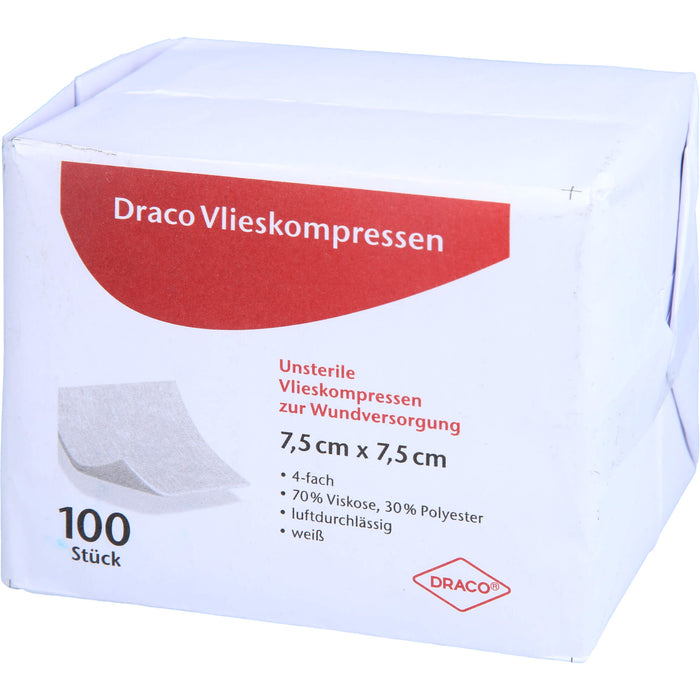 DRACO Vliesstoffkompressen 7,5 x 7,5 cm unsteril, 100 pcs. Compresses