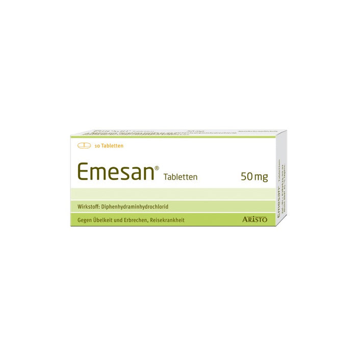 Emesan Tabletten 50 mg gegen Übelkeit und Erbrechen, Reisekrankheit, 10 pcs. Tablets