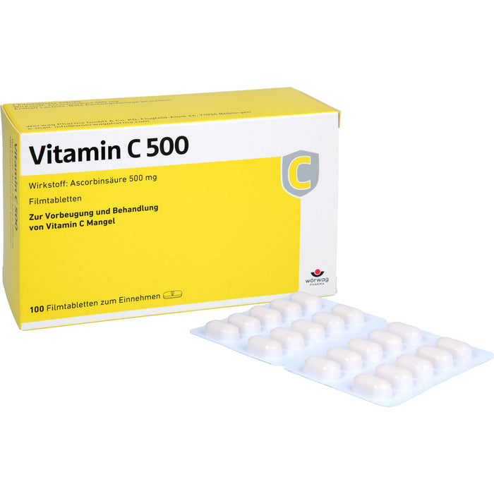 WÖRWAG Vitamin C 500 Filmtabletten, 100 pc Tablettes