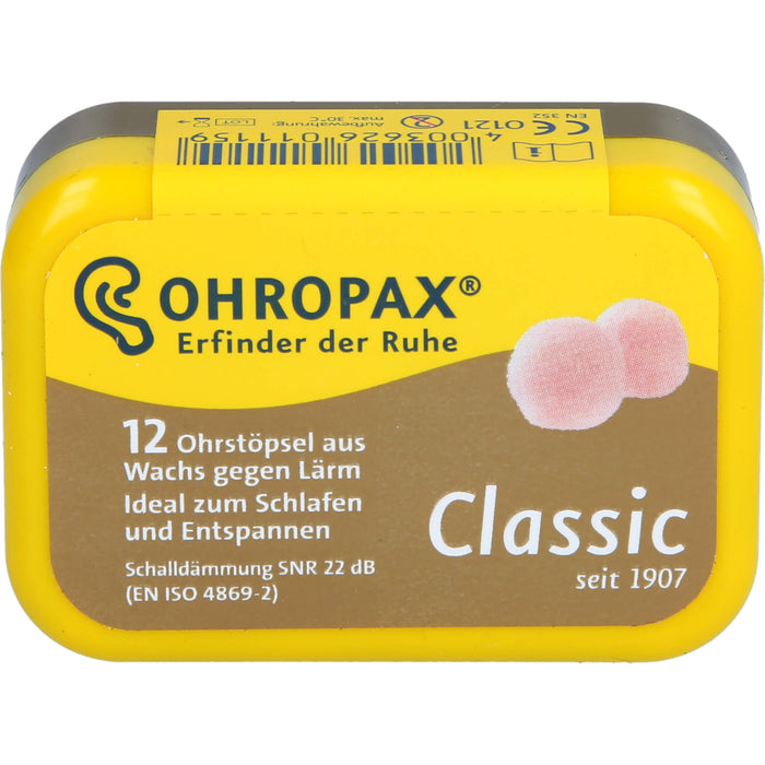 OHROPAX Classic Ohrstöpsel aus Wachs, 12 St. Ohrstöpsel