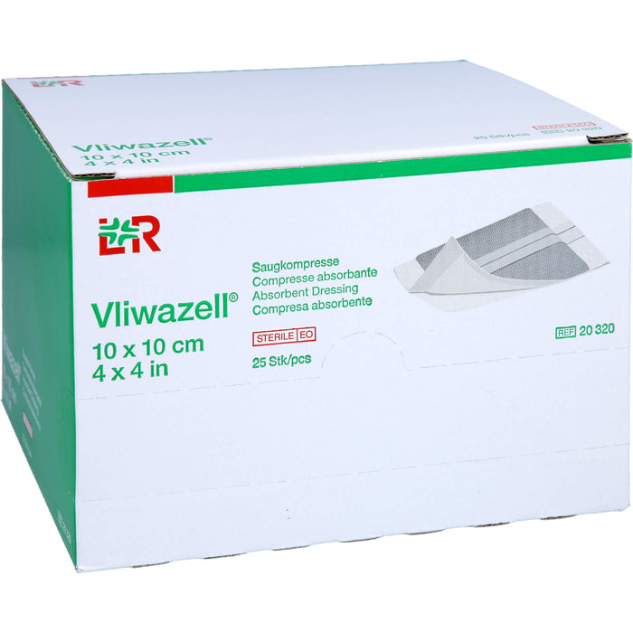 Vliwazell hochsaugfähige Universalkompresse steril 10 cm x 10 cm, 25 pcs. Compresses