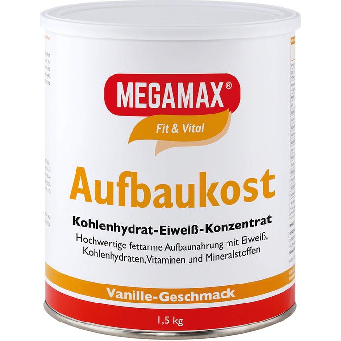 MEGAMAX Fit & Vital Aufbaukost Kohlenhydrat-Eiweiß-Konzentrat Vanille-Geschmack, 1500 g Poudre