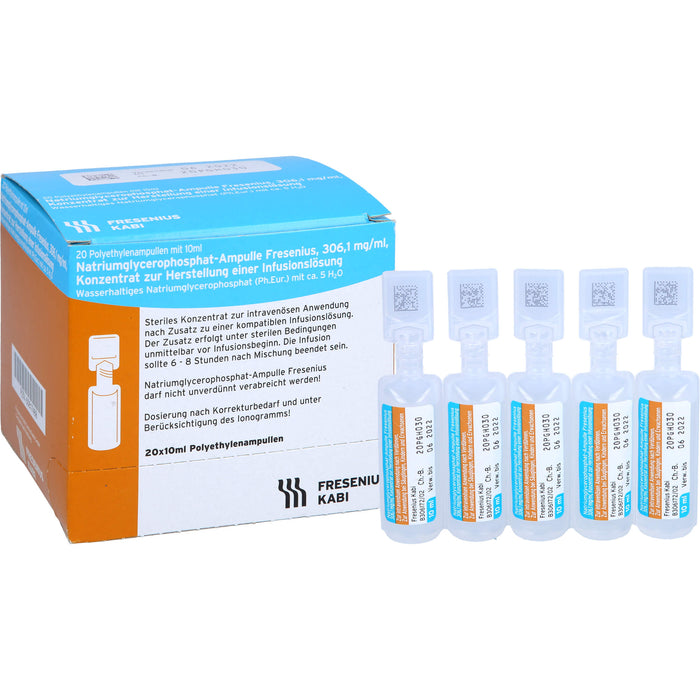 Natriumglycerophosphat-Ampulle Fresenius, 306,1 mg/ml, Konzentrat zur Herstellung einer Infusionslösung, 10 ml, 20X10 ml IFK