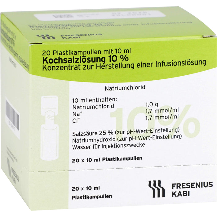 Kochsalzlösung 10 %, Fresenius Konzentrat zur Herstellung einer Infusionslösung, Amp., 20X10 ml IFK