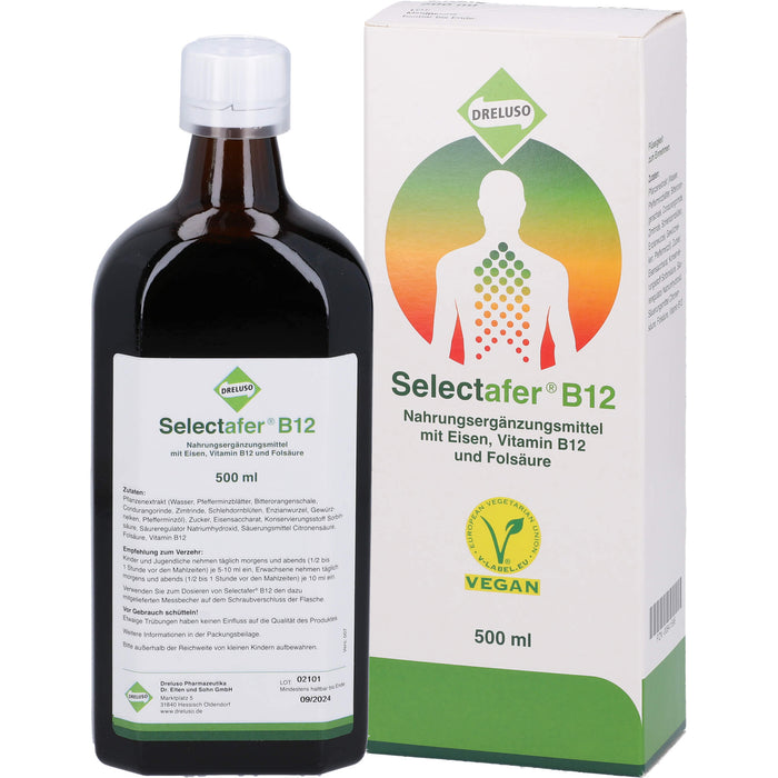 Selectafer B12 Liquidum mit Eisen, Vitamin B12 und Folsäure, 500 ml Solution