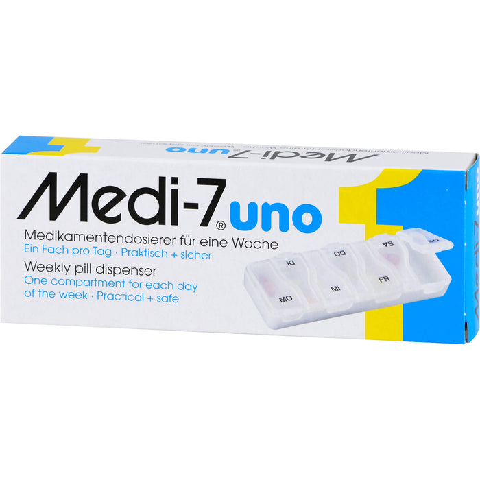 Medi-7 Uno Medikamentendosierer für eine Woche, ein Fach pro Tag, 1 pcs. Box