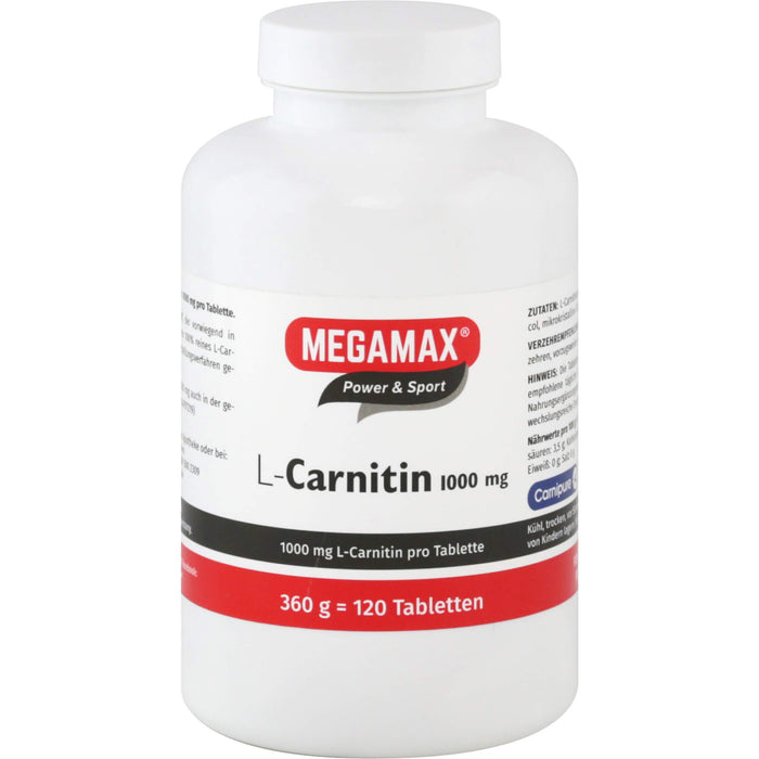 MEGAMAX Power & Sport L-Carnitin 1000 mg Tabletten, 120 pcs. Tablets