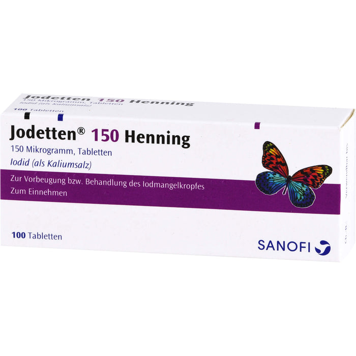 Jodetten 150 Henning Tabletten zur Vorbeugung bzw. Behandlung des Jodmangelkropfes, 100 pcs. Tablets