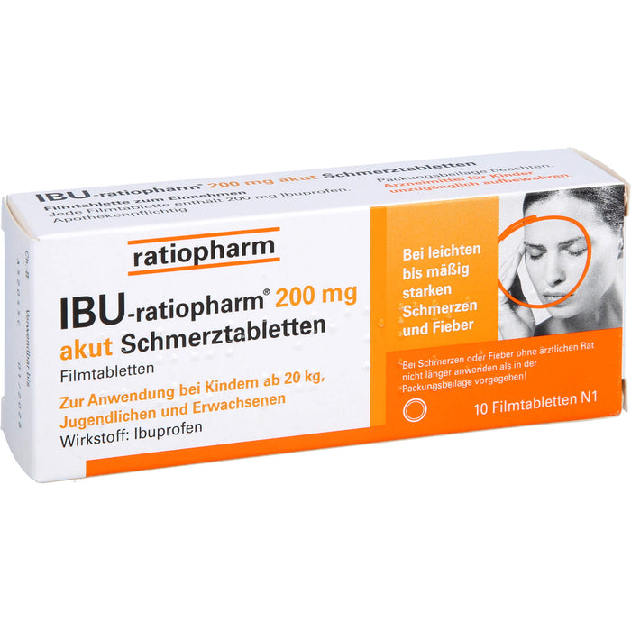 IBU-ratiopharm 200 mg akut Schmerztabletten Filmtabletten, 10 pc Tablettes