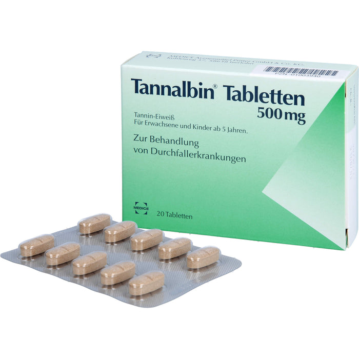 Tannalbin Tabletten 500 mg bei Durchfallerkrankungen, 20 St. Tabletten