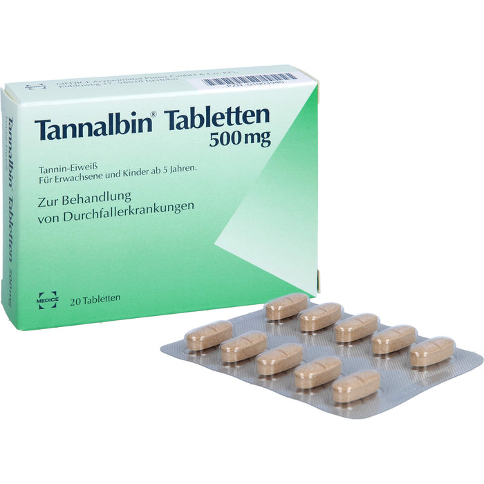 Tannalbin Tabletten 500 mg bei Durchfallerkrankungen, 20 pc Tablettes