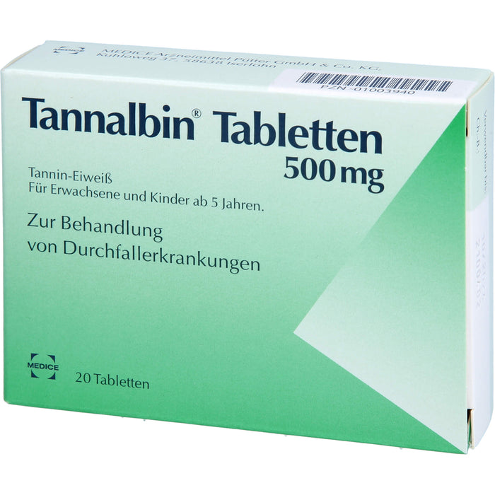 Tannalbin Tabletten 500 mg bei Durchfallerkrankungen, 20 St. Tabletten