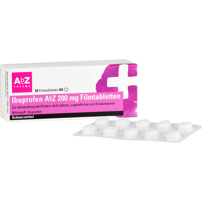 Ibuprofen AbZ 200 mg Filmtabletten Schmerzmittel, 50 pcs. Tablets