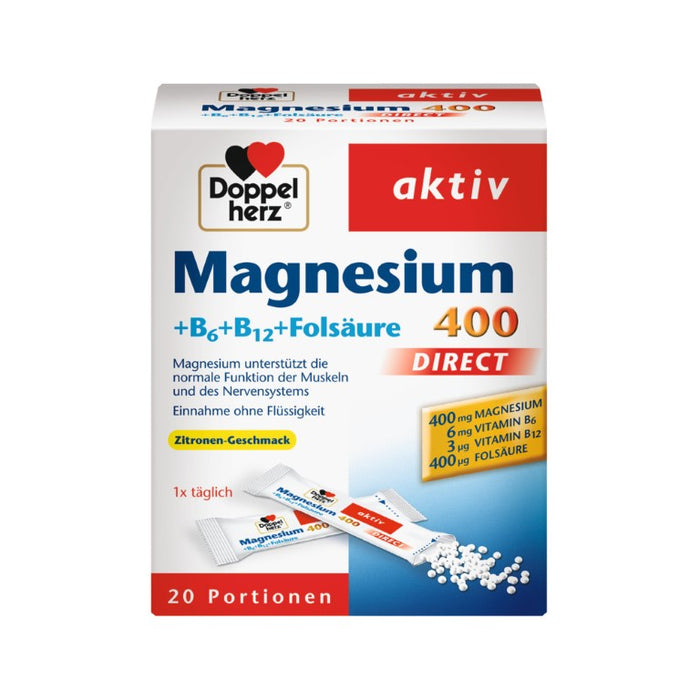 Doppelherz Magnesium + B Vitamine direct Beutel, 20 pc Sachets