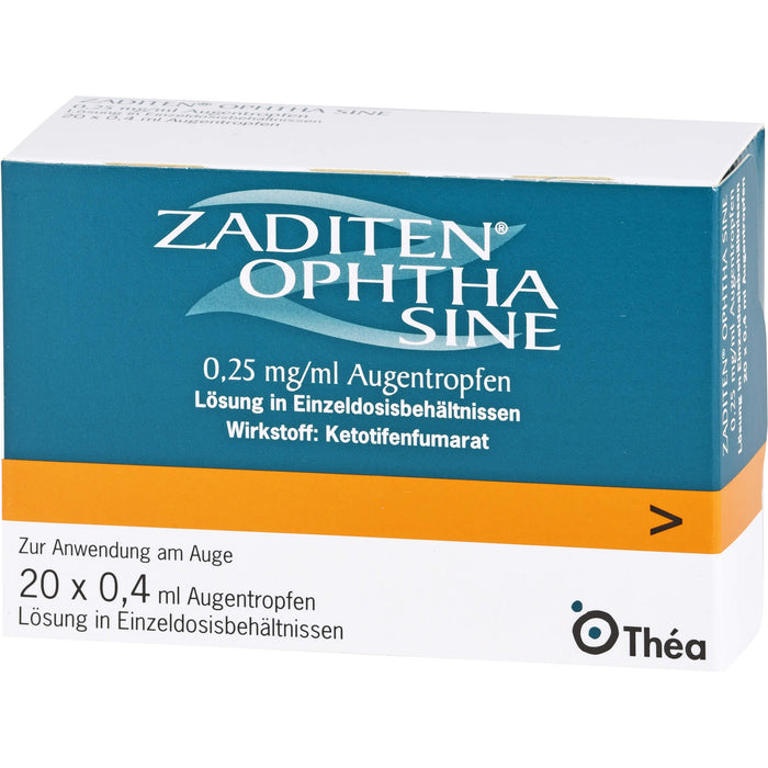 Zaditen ophta sine 0,25 mg/ml Lösung Antiallergikum zur Anwendung am Auge, 20 pcs. Single-dose pipettes