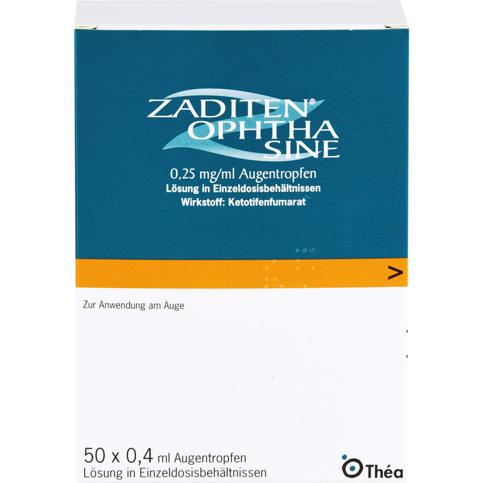 Zaditen ophta sine 0,25 mg/ml kohlpharma Augentropfen in Einzeldosisbehältnissen, 50 St. Einzeldosispipetten