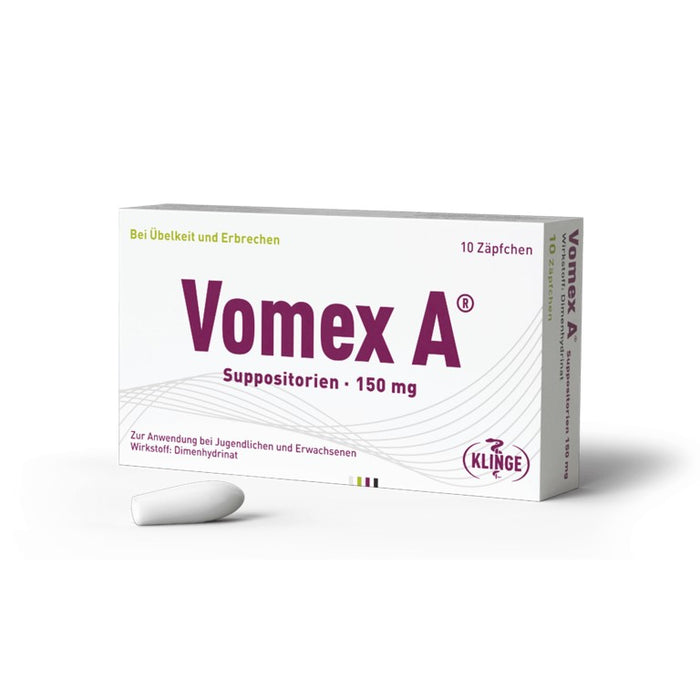 Vomex A Suppositorien 150 mg, 10 St. Zäpfchen