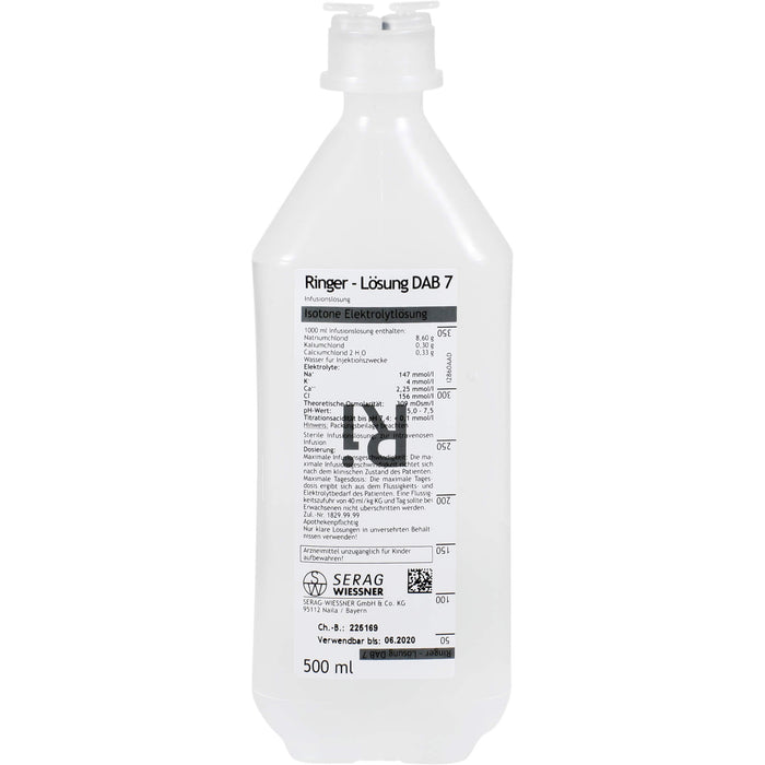 Ringer-Lösung DAB 7 Infusionslösung isotone Elektrolytlösung, 500 ml Lösung