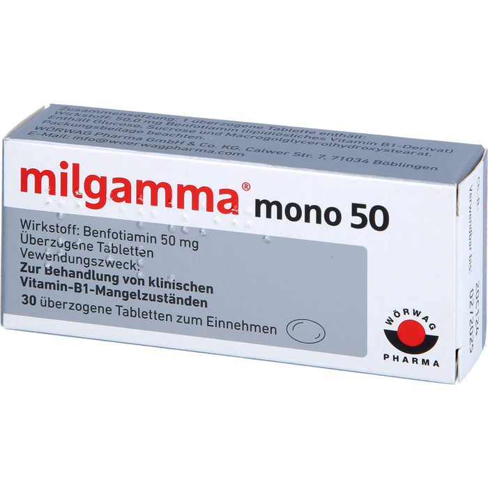 milgamma mono 50 Tabletten bei Vitamin-B1-Mangelzuständen, 30 pc Tablettes