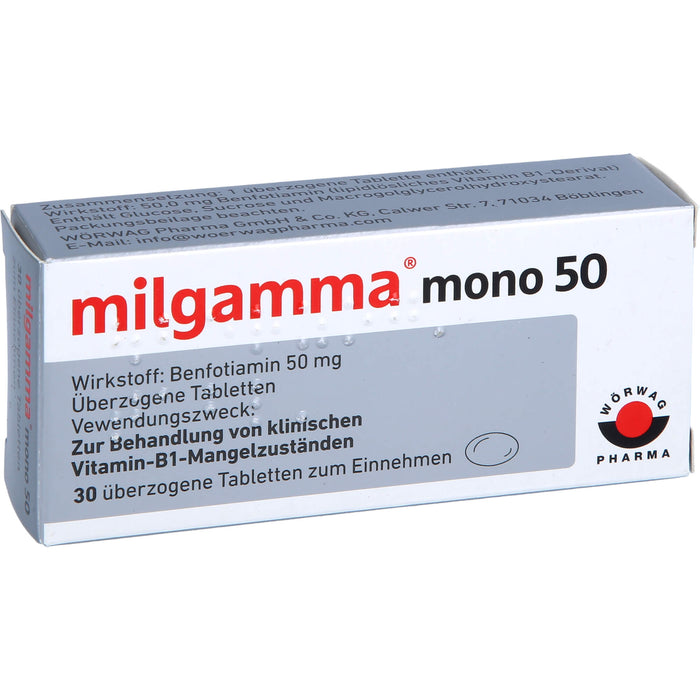 milgamma mono 50 Tabletten bei Vitamin-B1-Mangelzuständen, 30 pc Tablettes