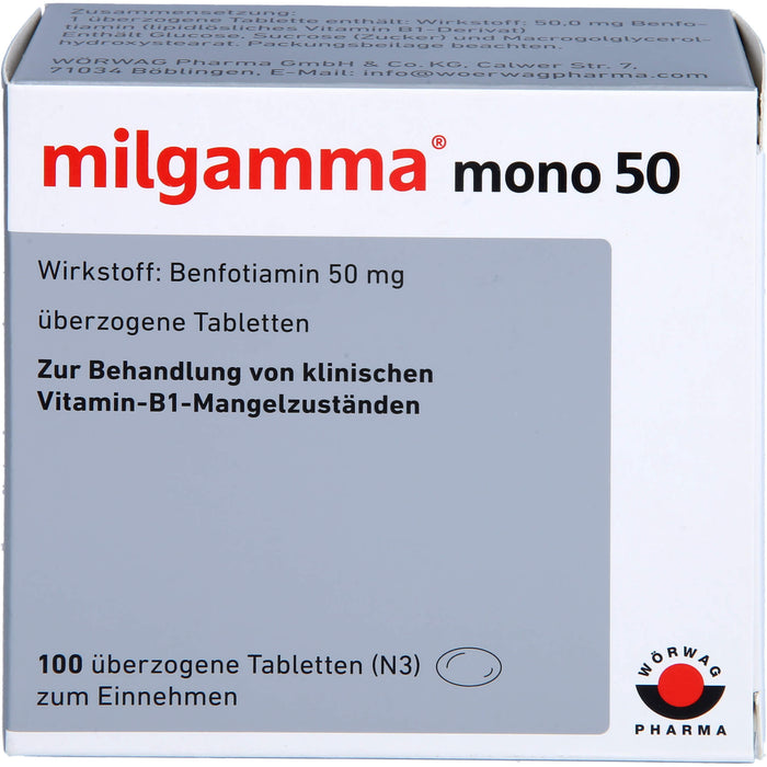 milgamma mono 50 Tabletten bei Vitamin B1 Mangelzuständen, 100 St. Tabletten