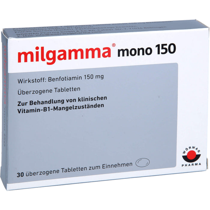 milgamma mono 150 Tabletten bei Vitamin-B1-Mangelzuständen, 30 pcs. Tablets