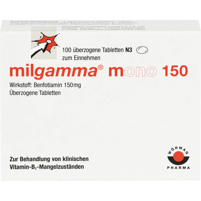 milgamma mono 150 Tabletten bei Vitamin B1 Mangelzuständen, 100 pc Tablettes