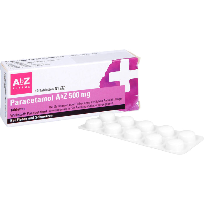 Paracetamol AbZ 500 mg Tabletten bei Fieber und Schmerzen, 10 pcs. Tablets