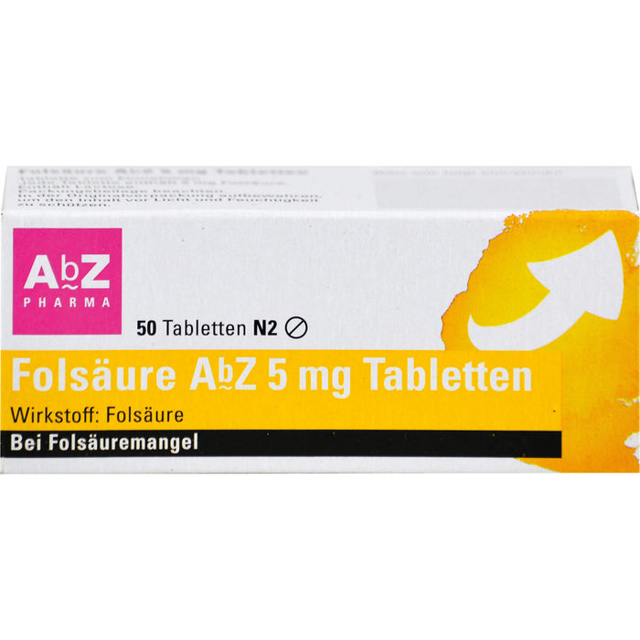 Folsäure AbZ 5 mg Tabletten bei Folsäuremangel, 50 pc Tablettes