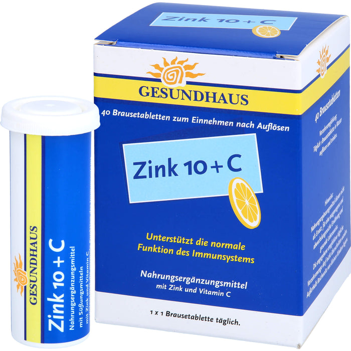 GESUNDHAUS Zink 10 + C Brausetabletten, 40 pcs. Tablets