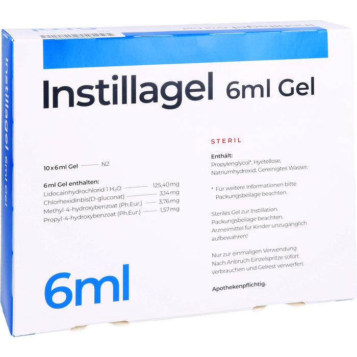 Instillagel steriles Gel zur Schleimhautdesinfektion und zur Lokalanästhesie, 10 pc Gel