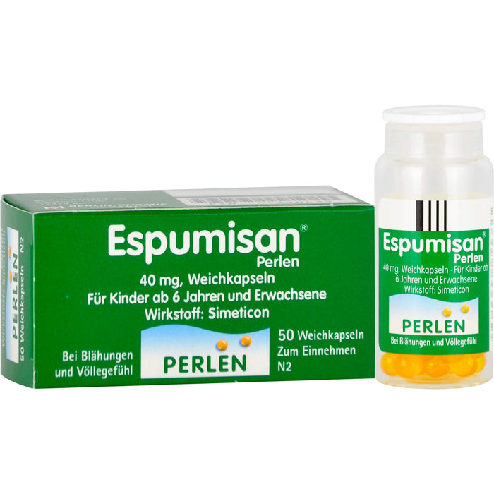 Espumisan Perlen Weichkapseln bei Blähungen und Völlegefühl, 50 pcs. Capsules