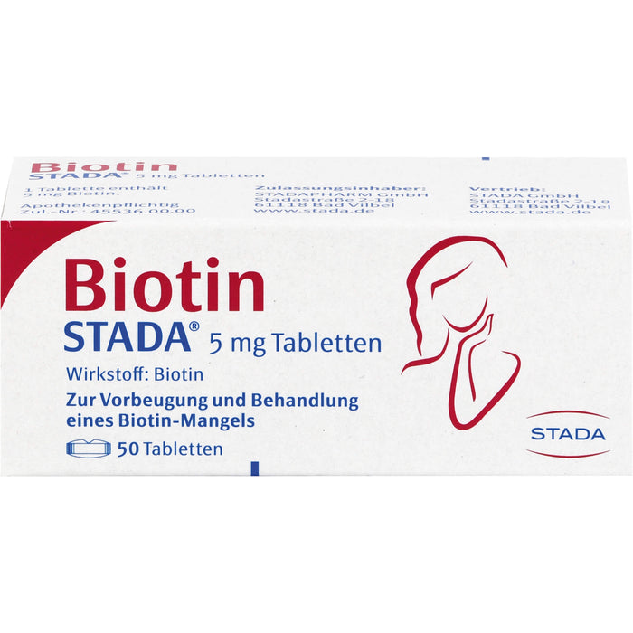 STADA Biotin Tabletten zur Vorbeugung und Behandlung eines Biotin-Mangels, 50 pc Tablettes