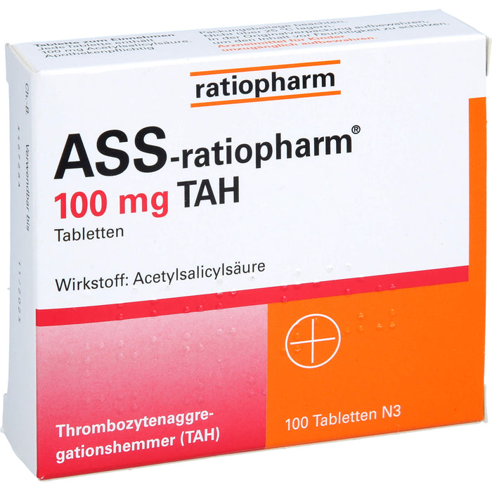 ASS-ratiopharm 100 mg TAH Tabletten, 100 pc Tablettes